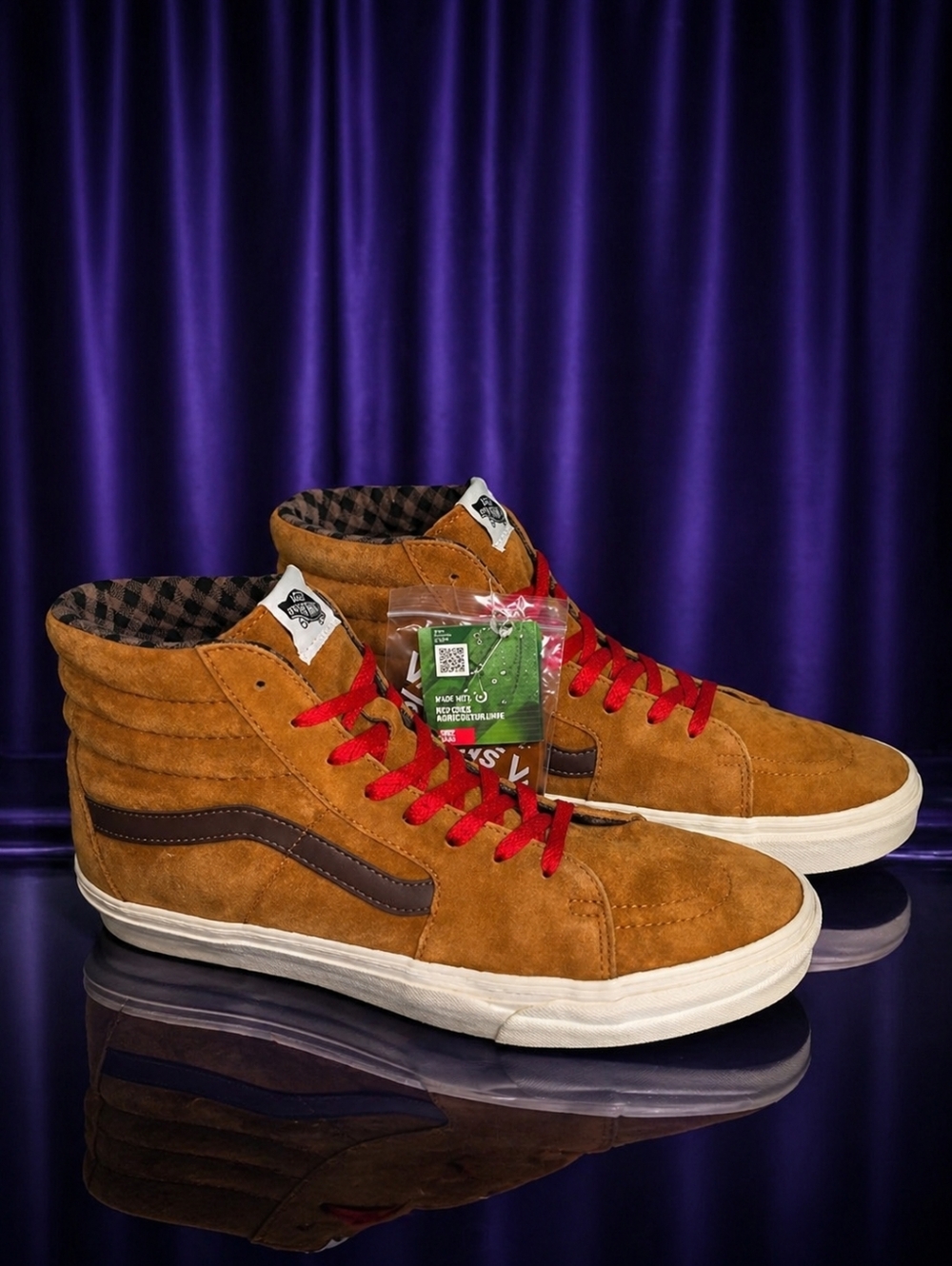 Vans Sk8-Hi Pig Suede Plaid Glazed Ginger Mens 13 New With Box
